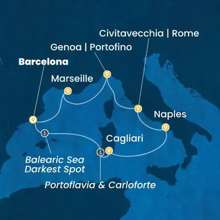 Route 7 Nächte - Spanien,  Italien,  Frankreich