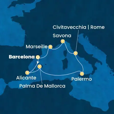 Route 8 Nächte - Spanien,  Balearen (Spanien),  Italien,  Frankreich