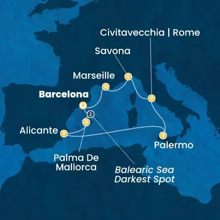 Route 8 Nächte - Spanien,  Balearen (Spanien),  Italien,  Frankreich