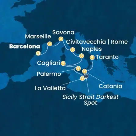 Route 9 Nächte Spanien, Frankreich, Italien, Malta