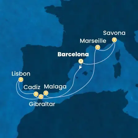 Route 10 Nächte - Spanien,  Gibraltar (Großbritannien),  Portugal,  Frankreich,  Italien