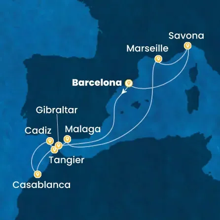 Route 10 Nächte - Spanien,  Marokko,  Gibraltar (Großbritannien),  Frankreich,  Italien