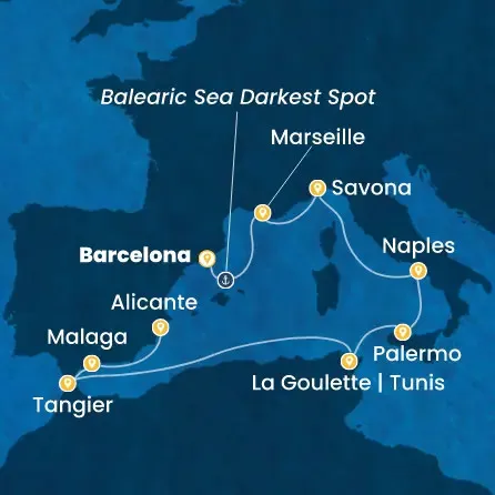 Route 10 Nächte Spanien, Frankreich, Italien, Tunesien, Marokko