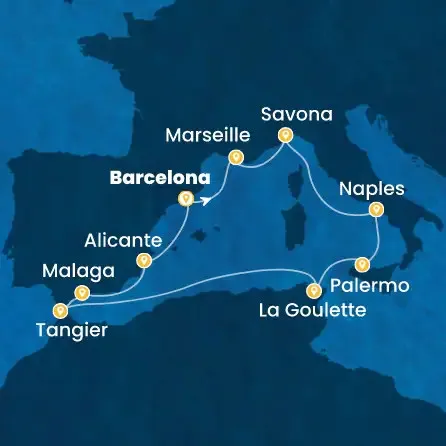 Route 11 Nächte - Spanien,  Frankreich,  Italien,  Tunesien,  Marokko