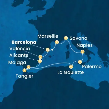 Route 12 Nächte - Spanien,  Frankreich,  Italien,  Tunesien,  Marokko