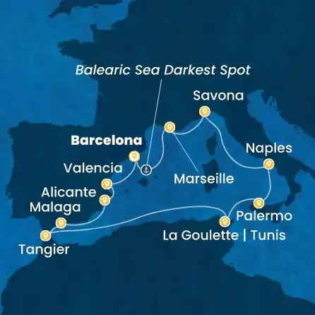 Route 12 Nächte - Spanien,  Frankreich,  Italien,  Tunesien,  Marokko