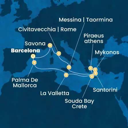 Route 14 Nächte - Spanien,  Balearen (Spanien),  Malta,  Griechenland,  Italien