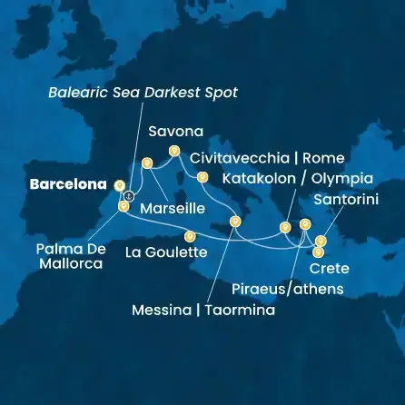 Route 14 Nächte - Spanien,  Frankreich,  Italien,  Griechenland,  Tunesien,  Balearen (Spanien)