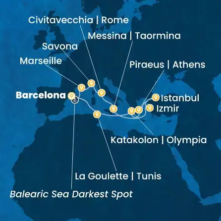 Route 14 Nächte - Spanien,  Frankreich,  Italien,  Türkei,  Griechenland,  Tunesien