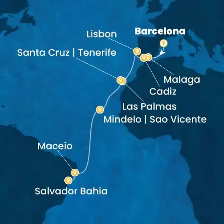 Route 17 Nächte - Spanien,  Portugal,  Kanaren (Spanien),  Kapverdische Inseln,  Brasilien
