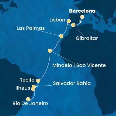 Route 17 Nächte - Spanien,  Gibraltar (Großbritannien),  Portugal,  Kanaren (Spanien),  Kapverdische Inseln,  Brasilien