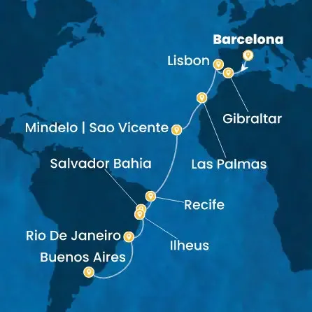 Route 20 Nächte Spanien, Gibraltar (Großbritannien), Portugal, Kanaren (Spanien), Kapverdische Inseln, Brasilien, Argentinien
