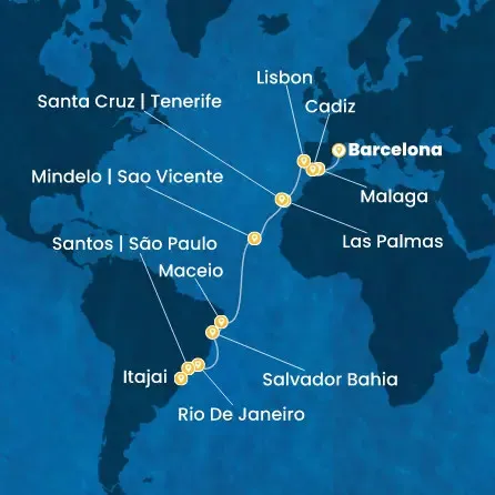 Route 22 Nächte - Spanien,  Portugal,  Kanaren (Spanien),  Kapverdische Inseln,  Brasilien