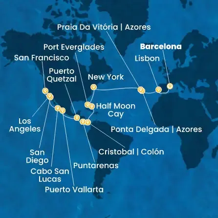 Route 37 Nächte Spanien, Portugal, Azoren, USA, Florida, Mexiko, USA