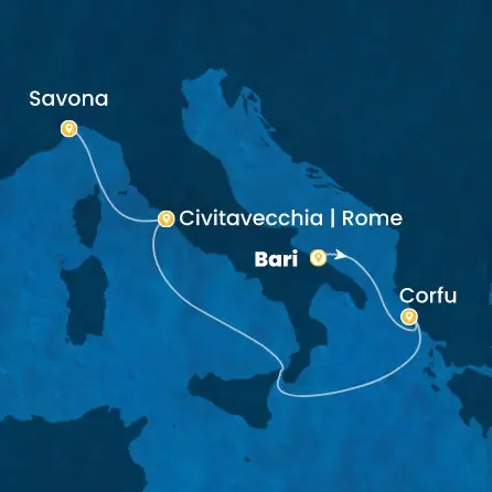 Route 4 Nächte - Italien,  Griechenland