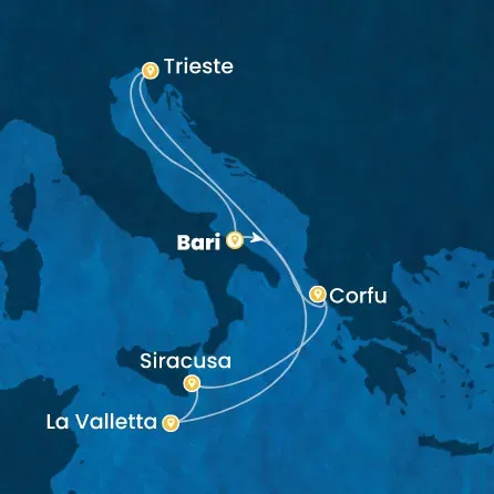 Route 6 Nächte Italien, Griechenland, Malta