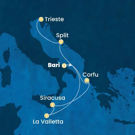 Route 6 Nächte Italien, Griechenland, Malta, Kroatien