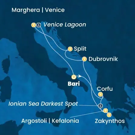 Route 7 Nächte - Italien,  Griechenland,  Kroatien
