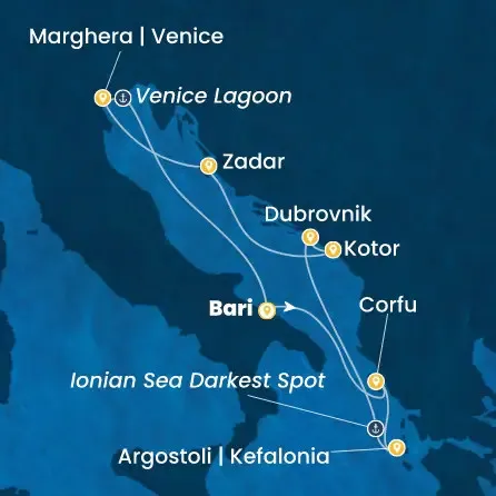 Route 7 Nächte - Italien,  Griechenland,  Kroatien,  Montenegro