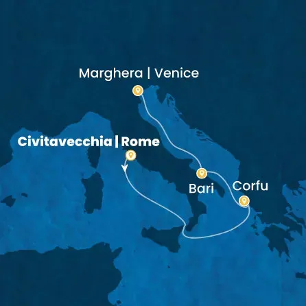 Route 4 Nächte - Italien,  Griechenland