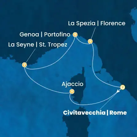 Route 5 Nächte Italien, Korsika (Frankreich), Frankreich