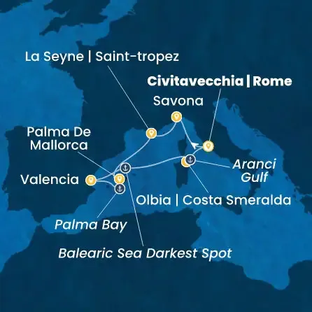 Route 7 Nächte - Italien,  Frankreich,  Balearen (Spanien),  Spanien