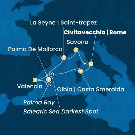 Route 7 Nächte - Italien,  Frankreich,  Balearen (Spanien),  Spanien