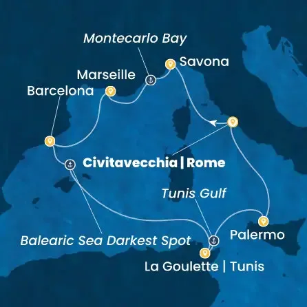 Route 7 Nächte - Italien,  Frankreich,  Spanien,  Tunesien