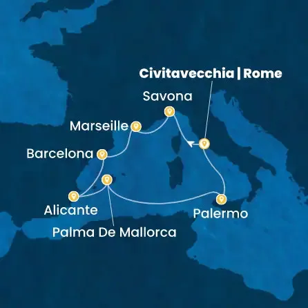Route 8 Nächte - Italien,  Frankreich,  Spanien,  Balearen (Spanien)
