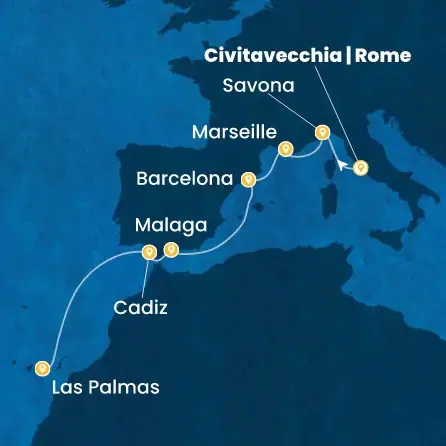 Route 8 Nächte - Italien,  Frankreich,  Spanien,  Kanaren (Spanien)