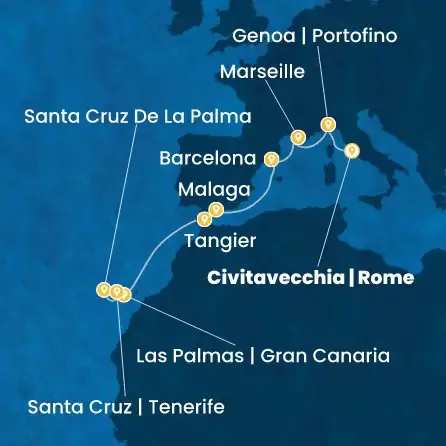 Route 10 Nächte Italien, Frankreich, Spanien, Marokko, Kanaren (Spanien)