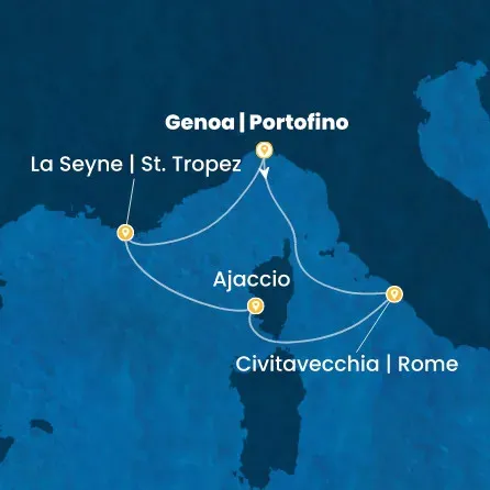 Route 4 Nächte Italien, Korsika (Frankreich), Frankreich