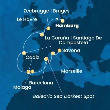 Route 12 Nächte - Deutschland,  Belgium,  Frankreich,  Spanien,  Italien