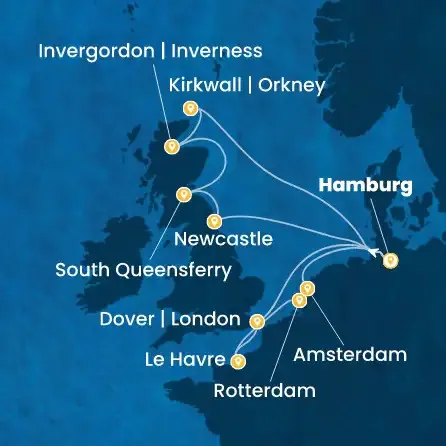 Route 14 Nächte - Deutschland,  Großbritannien,  Schottland,  Frankreich,  Niederlande