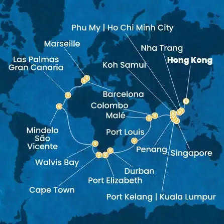 Route 47 Nächte China, Vietnam, Singapur, Malaysia, Sri Lanka, Malediven, Mauritius, Südafrikas, Namibia, Kapverdische Inseln