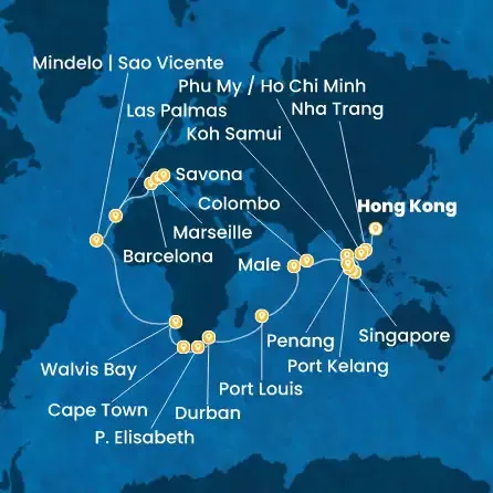 Route 48 Nächte China, Vietnam, Singapur, Malaysia, Sri Lanka, Malediven, Mauritius, Südafrikas, Namibia, Kapverdische Inseln