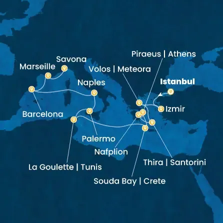 Route 14 Nächte Türkei, Griechenland, Tunesien, Italien, Spanien, Frankreich