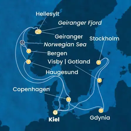 Route 14 Nächte Deutschland, Dänemark, Polen, Schweden, Norwegen