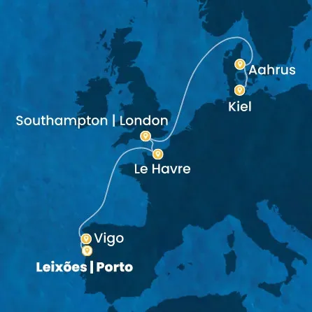 Route 8 Nächte Portugal, Spanien, Frankreich, Großbritannien, Dänemark, Deutschland
