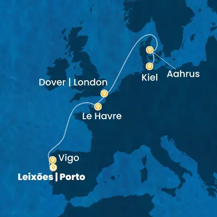 Route 8 Nächte Portugal, Spanien, Frankreich, Großbritannien, Dänemark, Deutschland