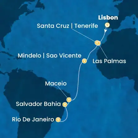 Route 14 Nächte - Portugal,  Kanaren (Spanien),  Kapverdische Inseln,  Brasilien