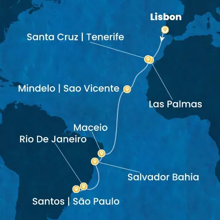 Route 15 Nächte - Portugal,  Kanaren (Spanien),  Kapverdische Inseln,  Brasilien