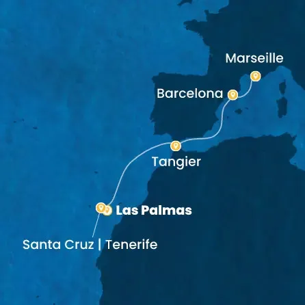 Route 6 Nächte Kanaren (Spanien), Marokko, Spanien, Frankreich
