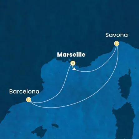 Route 3 Nächte - Frankreich,  Italien,  Spanien
