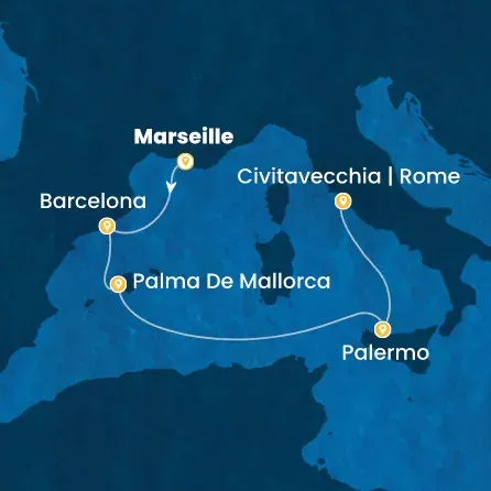 Route 5 Nächte - Frankreich,  Spanien,  Balearen (Spanien),  Italien