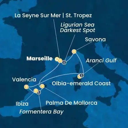 Route 7 Nächte - Frankreich,  Italien,  Spanien,  Balearen (Spanien)