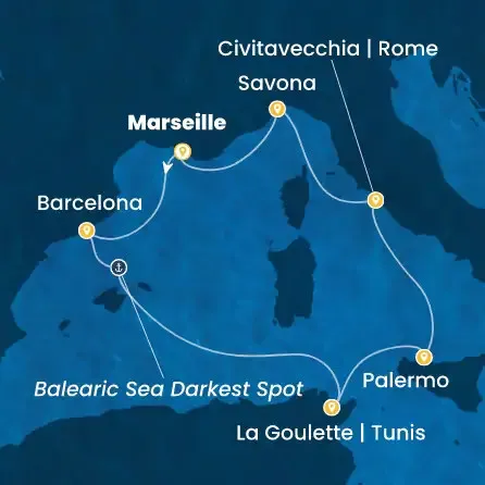 Route 7 Nächte Frankreich, Spanien, Tunesien, Italien