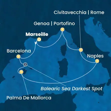 Route 7 Nächte - Frankreich,  Spanien,  Balearen (Spanien),  Italien