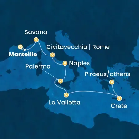 Route 8 Nächte - Frankreich,  Italien,  Malta,  Griechenland