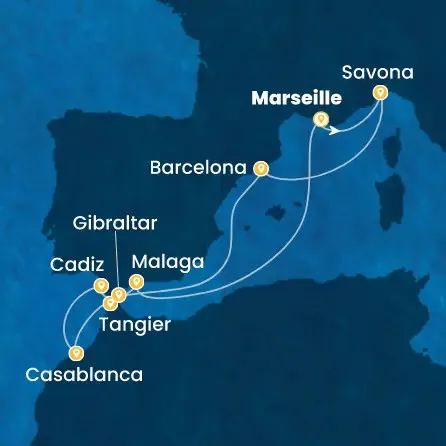 Route 10 Nächte - Frankreich,  Italien,  Spanien,  Marokko,  Gibraltar (Großbritannien)